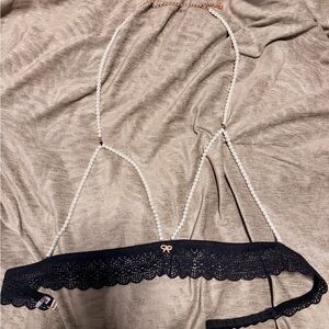 Pearl-Strap Black Lace Bralette Savage X